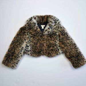 TCP Cropped Faux Fur Leopard Jacket - Sz XS (4)